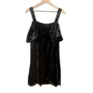 Women's XS Sanctuary Heat Breaker Velvet Black Mini Cold Shoulder Crushed Velvet